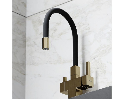 Смеситель для кухни Sancos Arno SC4005BG Золото брашированное Черный