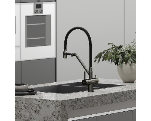 Смеситель для кухни Sancos Dora SC4003GG Вороненая сталь Черный