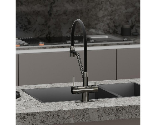 Смеситель для кухни Sancos Dora SC4003GG Вороненая сталь Черный
