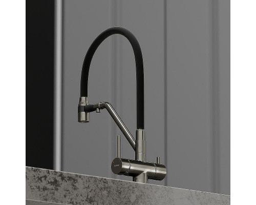 Смеситель для кухни Sancos Dora SC4003GG Вороненая сталь Черный