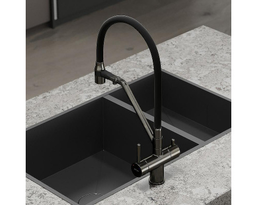 Смеситель для кухни Sancos Dora SC4003GG Вороненая сталь Черный