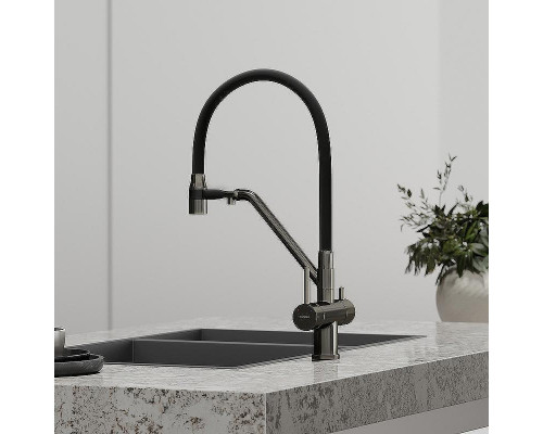 Смеситель для кухни Sancos Dora SC4003GG Вороненая сталь Черный