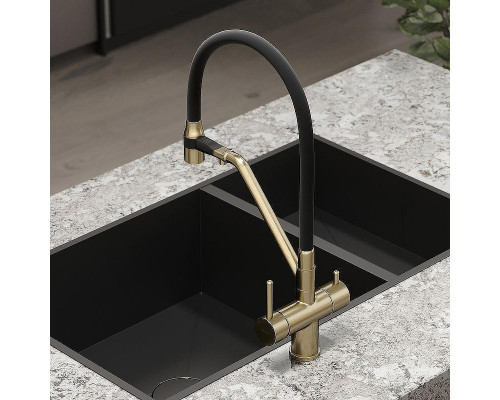 Смеситель для кухни Sancos Dora SC4003BG Золото брашированное Черный