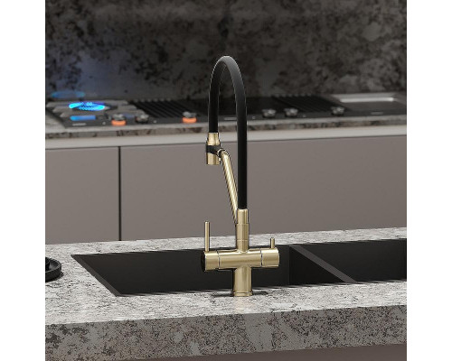 Смеситель для кухни Sancos Dora SC4003BG Золото брашированное Черный