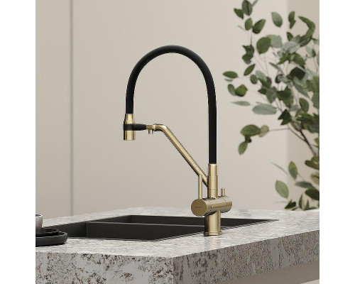Смеситель для кухни Sancos Dora SC4003BG Золото брашированное Черный