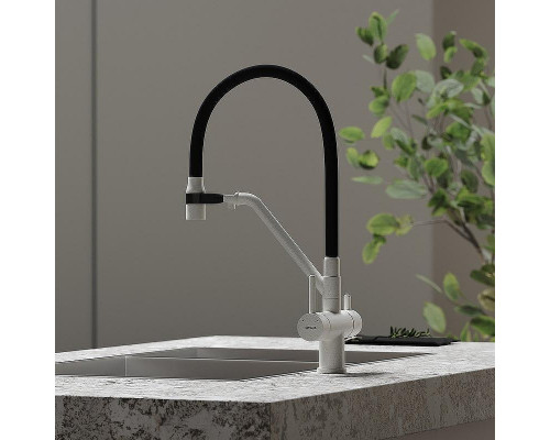 Смеситель для кухни Sancos Dora SC4003GR Белый гранит Черный
