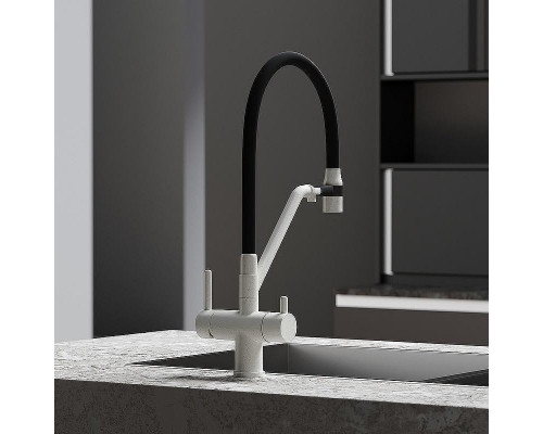 Смеситель для кухни Sancos Dora SC4003GR Белый гранит Черный