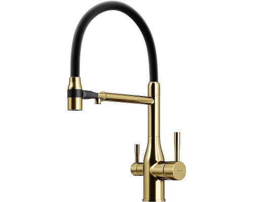 Смеситель для кухни Sancos Garda SC4009BG Золото брашированное Черный