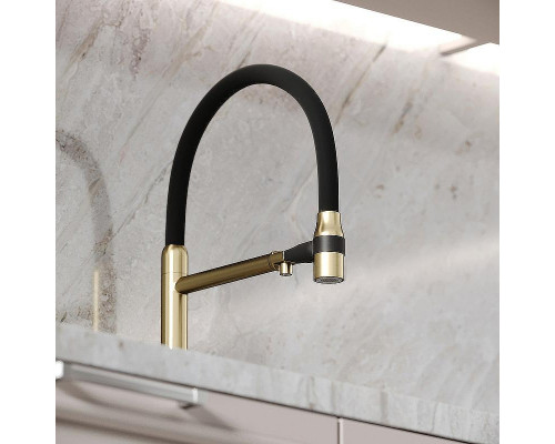 Смеситель для кухни Sancos Garda SC4009BG Золото брашированное Черный