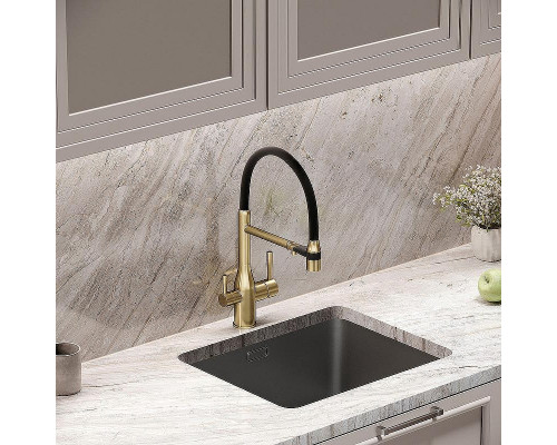 Смеситель для кухни Sancos Garda SC4009BG Золото брашированное Черный