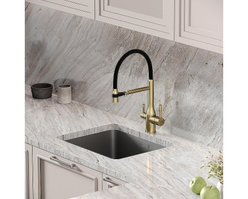 Смеситель для кухни Sancos Garda SC4009BG Золото брашированное Черный