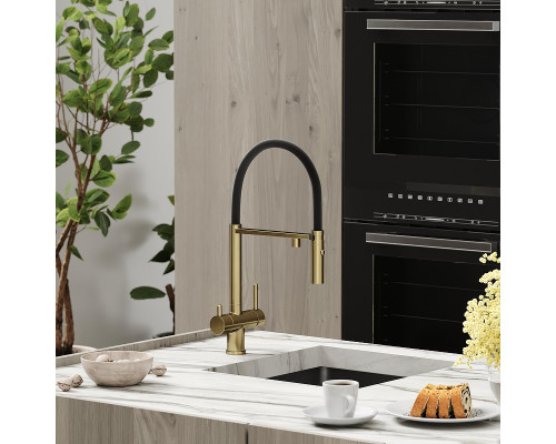 Смеситель для кухни Sancos Imola SC4010BGbh цвет Золото брашированное Черный