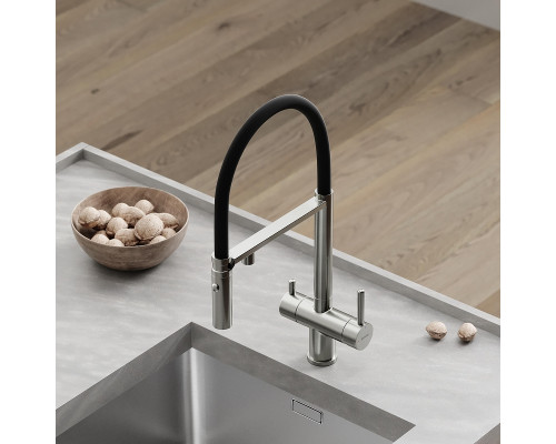 Смеситель для кухни Sancos Imola SC4010BNbh с черным изливом цвет Никель брашированный