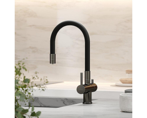 Смеситель для кухни Sancos Lucia SC4004GG Вороненая сталь Черный