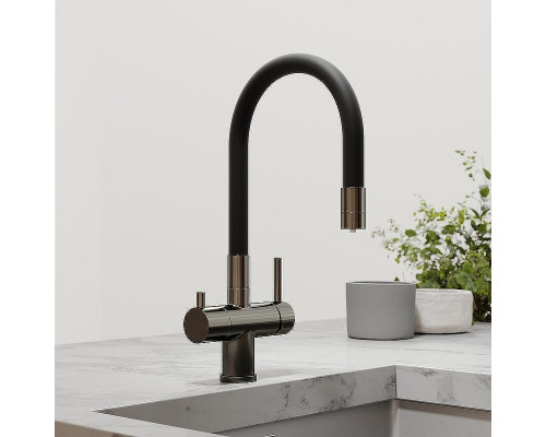Смеситель для кухни Sancos Lucia SC4004GG Вороненая сталь Черный