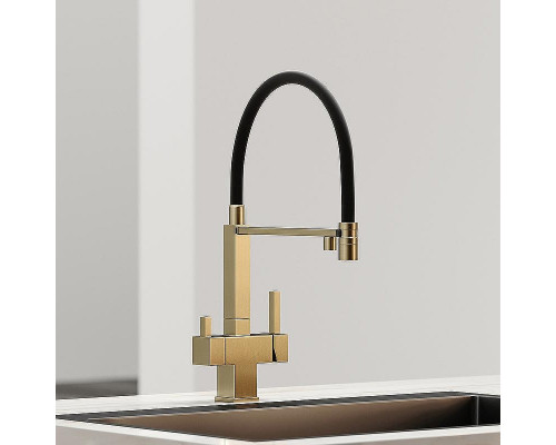 Смеситель для кухни Sancos Moro SC4006BG Золото брашированное Черный