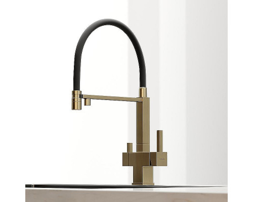 Смеситель для кухни Sancos Moro SC4006BG Золото брашированное Черный