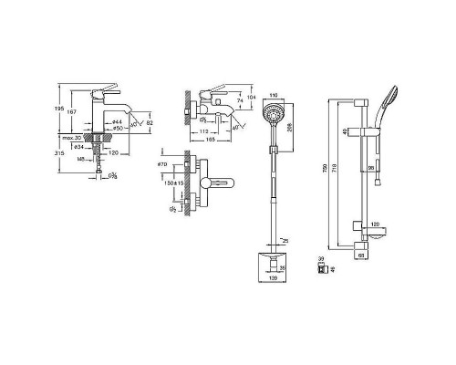 Приобрести Комплект смесителей Vitra Minimax S A49153EXP Хром в магазине сантехники Santeh-Crystal.ru