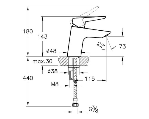 Купить Смеситель для раковины Vitra Solid S A42440EXP Хром в магазине сантехники Santeh-Crystal.ru
