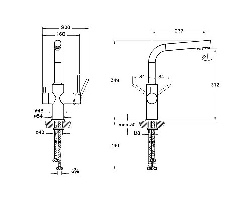 Купить Смеситель для кухни Vitra Split A42144EXP Хром в магазине сантехники Santeh-Crystal.ru