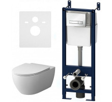 Комплект унитаза с инсталляцией AM.PM Awe FlashClean IS30201.111700 с сиденьем Микролифт и Белой клавишей смыва