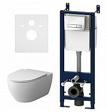 Комплект унитаза с инсталляцией AM.PM Awe FlashClean IS30201.111700 с сиденьем Микролифт и Белой клавишей смыва