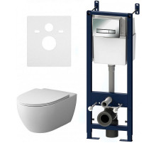 Комплект унитаза с инсталляцией AM.PM Awe FlashClean IS30251.111700 с сиденьем Микролифт и клавишей смыва Хром