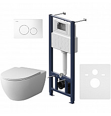 Комплект унитаза с инсталляцией AM.PM Awe FlashClean IS49001.111700 с сиденьем Микролифт и Белой клавишей смыва