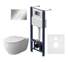 Комплект унитаза с инсталляцией AM.PM Awe FlashClean IS49051.111700 с сиденьем Микролифт и клавишей смыва Хром