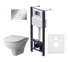 Комплект унитаза с инсталляцией AM.PM Gem FlashClean IS49051.901700 с сиденьем Микролифт и клавишей смыва Хром