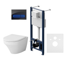 Комплект унитаза с инсталляцией AM.PM Inspire FlashClean IS450A38.501700 с сиденьем Микролифт и Черной клавишей смыва