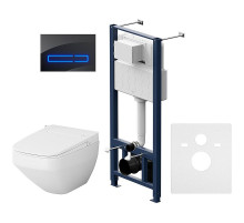 Комплект унитаза с инсталляцией AM.PM Inspire V2.0 FlashClean IS450A38.CCC50A с электронным сиденьем Микролифт с функцией биде и Черной клавишей смыва