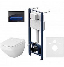 Комплект унитаза с инсталляцией AM.PM Inspire V2.0 FlashClean IS450A38.CCC50A с электронным сиденьем Микролифт с функцией биде и Черной клавишей смыва