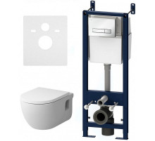 Комплект унитаза с инсталляцией AM.PM Like FlashClean IS30201.801701 с сиденьем Микролифт и Белой клавишей смыва