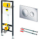 Купить Комплект унитаза AM.PM Spirit FlashClean C701700WH + C707857WH с инсталляцией Viega Prevista Dry 792855 с сиденьем Микролифт и клавишей смыва Хром в магазине сантехники Santeh-Crystal.ru