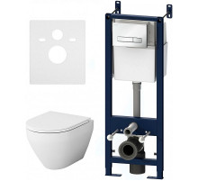 Комплект унитаза с инсталляцией AM.PM Sprit FlashClean IS30201.701700 с сиденьем Микролифт и Белой клавишей смыва