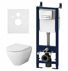 Комплект унитаза с инсталляцией AM.PM Sprit FlashClean IS30201.701700 с сиденьем Микролифт и Белой клавишей смыва