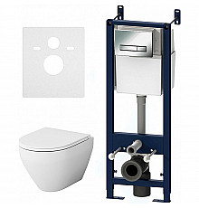 Комплект унитаза с инсталляцией AM.PM Sprit FlashClean IS30251.701700 с сиденьем Микролифт и клавишей смыва Хром