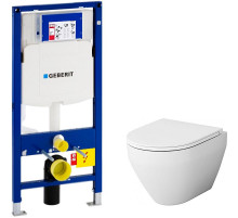 Комплект унитаза AM.PM Spirit FlashClean C701700WH + C707857WH с инсталляцией Geberit Duofix Sigma UP320 111.300.00.5 с сиденьем Микролифт