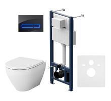 Комплект унитаза с инсталляцией AM.PM Spirit V2.0 FlashClean IS450A38.701700 с сиденьем Микролифт и Черной клавишей смыва