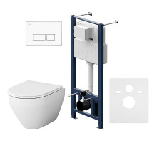 Комплект унитаза с инсталляцией AM.PM Spirit V2.0 FlashClean IS47001.701700 с сиденьем Микролифт и Белой клавишей смыва