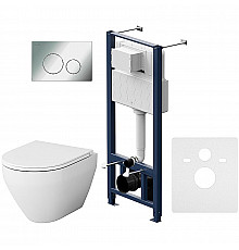 Комплект унитаза с инсталляцией AM.PM Spirit V2.0 FlashClean IS49051.701700 с сиденьем Микролифт и клавишей смыва Хром