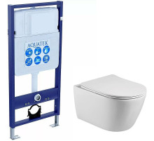 Комплект унитаза с инсталляцией Aquatek Set Aquatek Бетта с сиденьем Микролифт