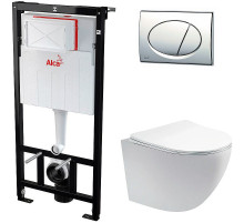 Комплект унитаза Aquatek Европа AQ1900-00 с инсталляцией Alcaplast Sadromodul AM101/1120-3:1 RU M71-0001 с сиденьем Микролифт и клавишей смыва Хром