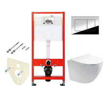 Комплект унитаза Aquatek Европа AQ1900-00 с инсталляцией Tece Profil 9400412 с сиденьем Микролифт и клавишей смыва Хром глянцевый