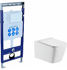 Комплект унитаза с инсталляцией Aquatek SET ЛИБРА Easy Fix с сиденьем Микролифт
