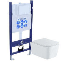 Комплект унитаза с инсталляцией Aquatek Либра New SET AQUATEK ЛИБРА N-14 cm с сиденьем Микролифт