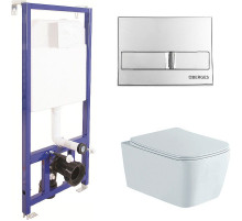 Комплект унитаза Aquatek Либра New AQ1148N-00 с инсталляцией Berges Novum L3 040213 с сиденьем Микролифт и клавишей смыва Хром