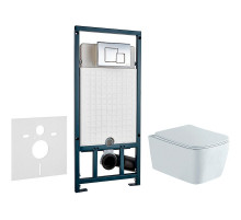 Комплект унитаза Aquatek Либра New AQ1148N-00 с сиденьем Микролифт и инсталляцией WeltWasser WW Marberg 507 10000005949+10000005953 с клавишей смыва Хром глянцевый