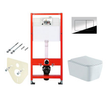 Комплект унитаза Aquatek Либра New AQ1148N-00 с инсталляцией Tece Profil 9400412 с сиденьем Микролифт и клавишей смыва Хром глянцевый